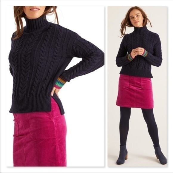 Boden Winifred Cable Knit Sparkle Cuff Sweater XS NWOT - Picture 2 of 5